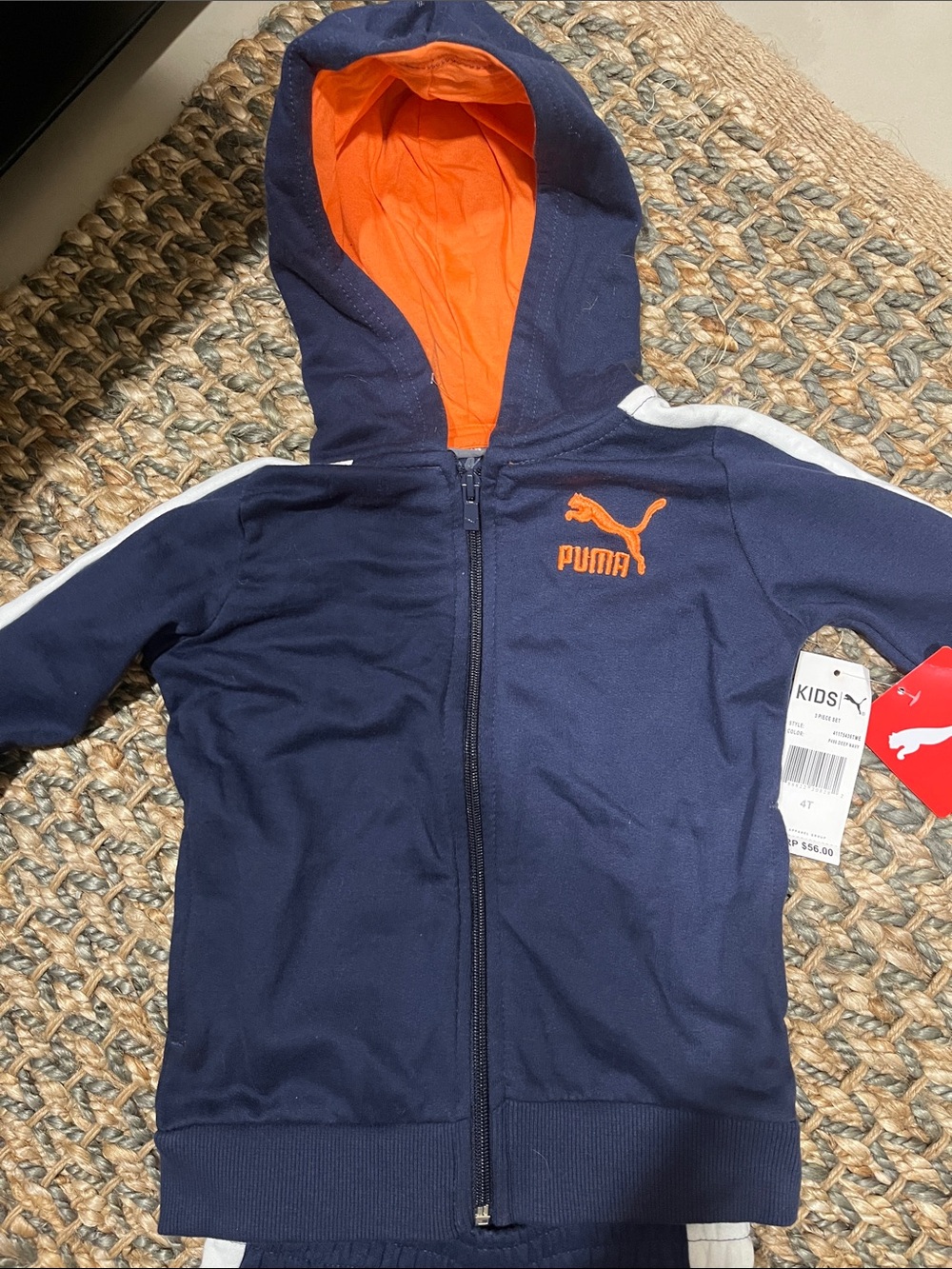 Puma Navy & Orange Kids Hooded Tracksuit - Picture 3 of 8